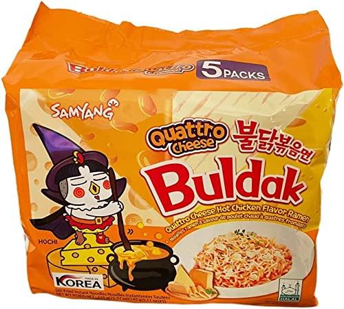 Samyang Buldak Quattro Cheese Hot Chicken Flavor Ramen Pack of 145gx5