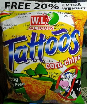 W.L. Foods Tattoos Corn Chips Cheese Flavor 120g